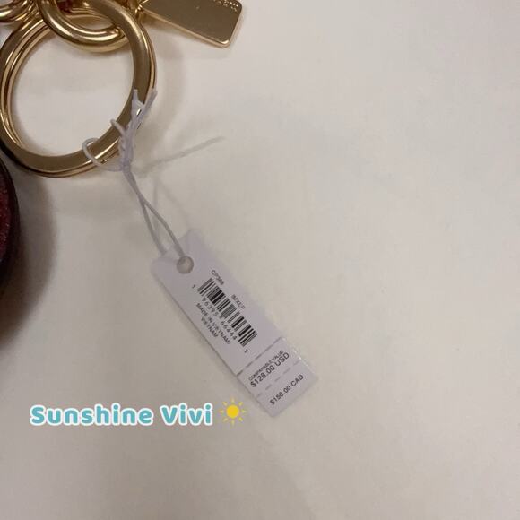 NWT Coach CP368 Heart Bag Charm IN Gold/Dark Ruby - Picture 3 of 6